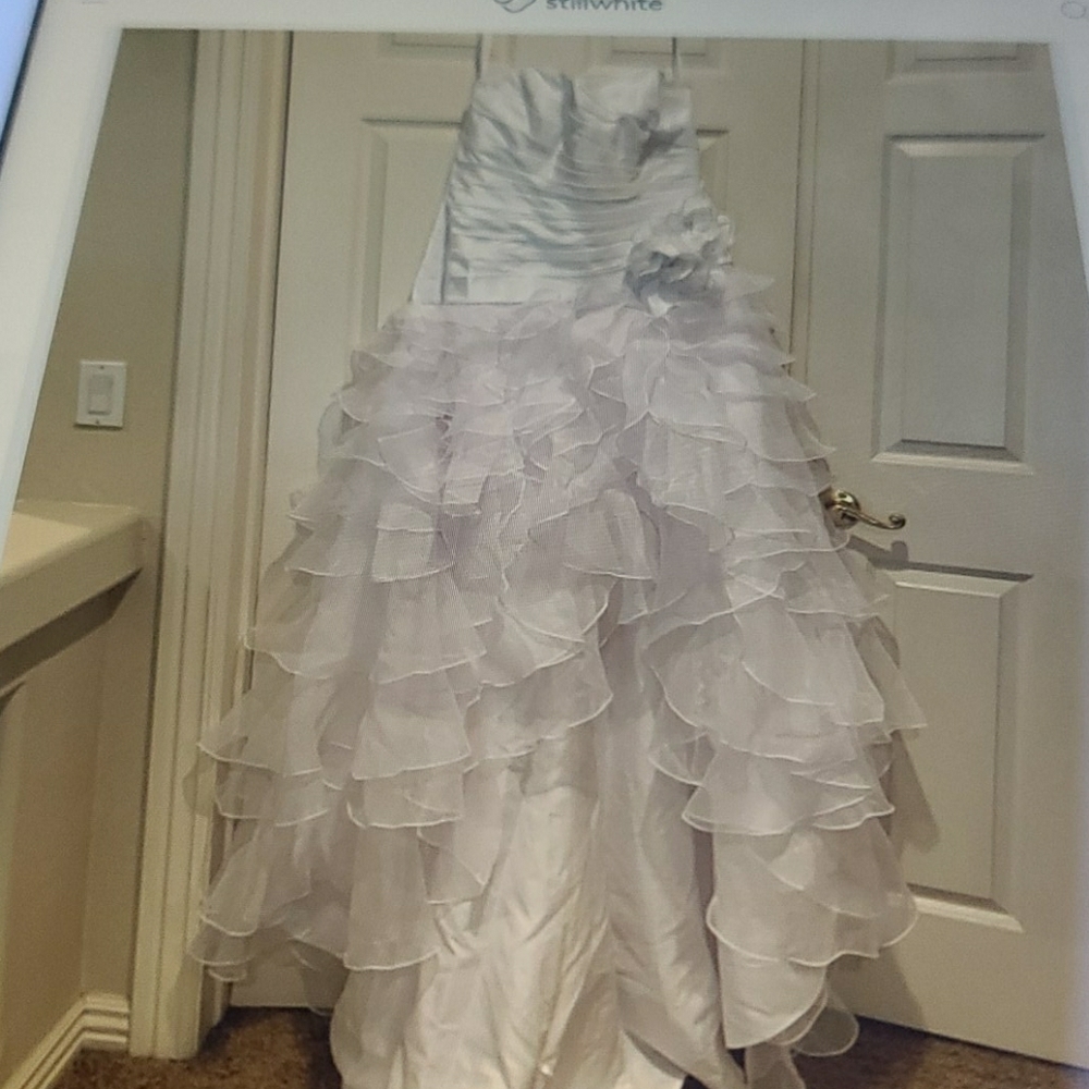 David's Bridal Strapless High Low Gown